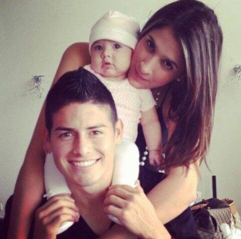 Baby Salome Rodriguez Ospina with her parents, James Rodriguez and Daniela Ospina.